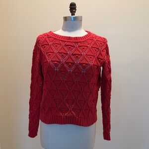 Tommy Hilfiger Red Cotton Geometric Knit Sweater